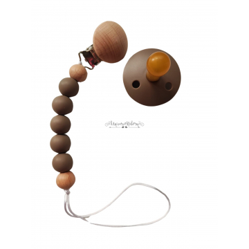 Chupeta + Prendedor Marrom